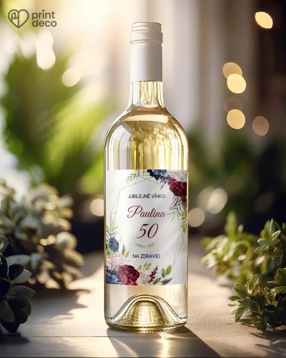 Etikety na fľaše Burgundy ruže 1/2