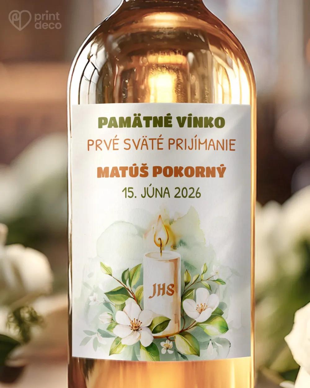 Etikety na víno a pálenku zo sviatosti krstu, prijímania, konfirmácie - motív 11