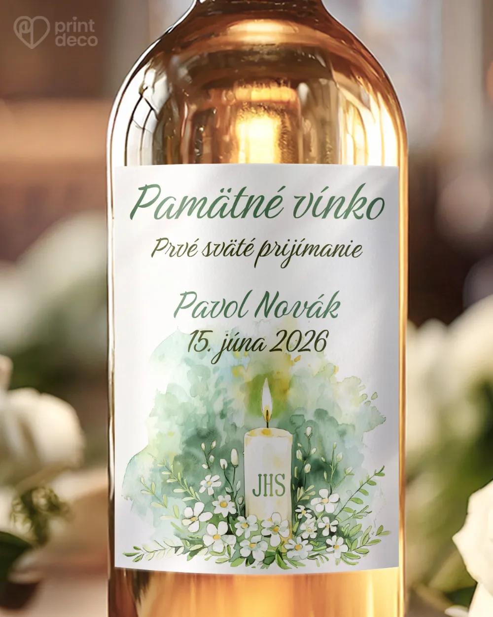 Etikety na víno a pálenku zo sviatosti krstu, prijímania, konfirmácie - motív 12