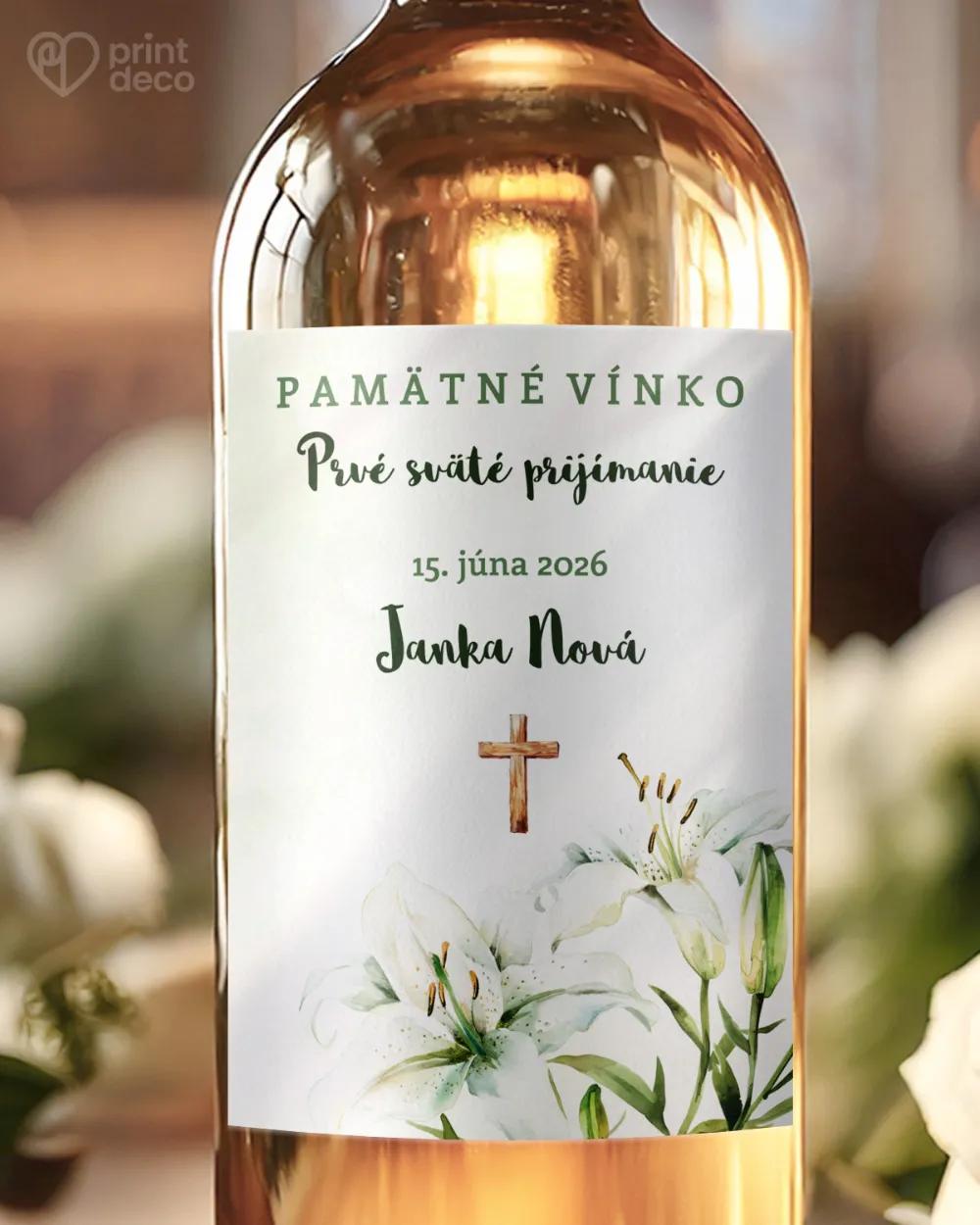 Etikety na víno a pálenku zo sviatosti krstu, prijímania, konfirmácie - motív 49