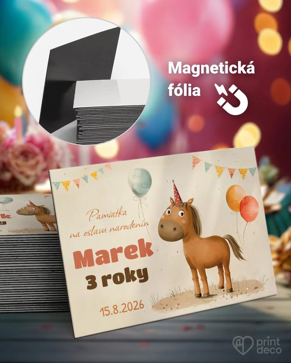 Pamätné magnetky z oslavy obdĺžnik - Kreslený koník