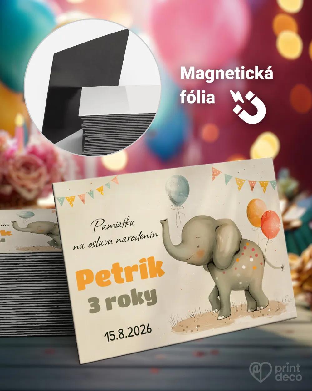 Pamätné magnetky z oslavy obdĺžnik - Kreslený sloník
