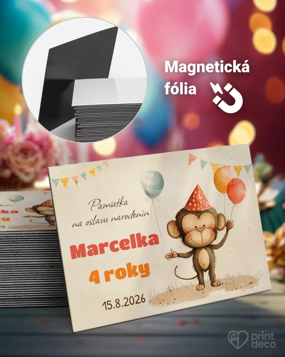 Pamätné magnetky z oslavy obdĺžnik - Kreslená opica