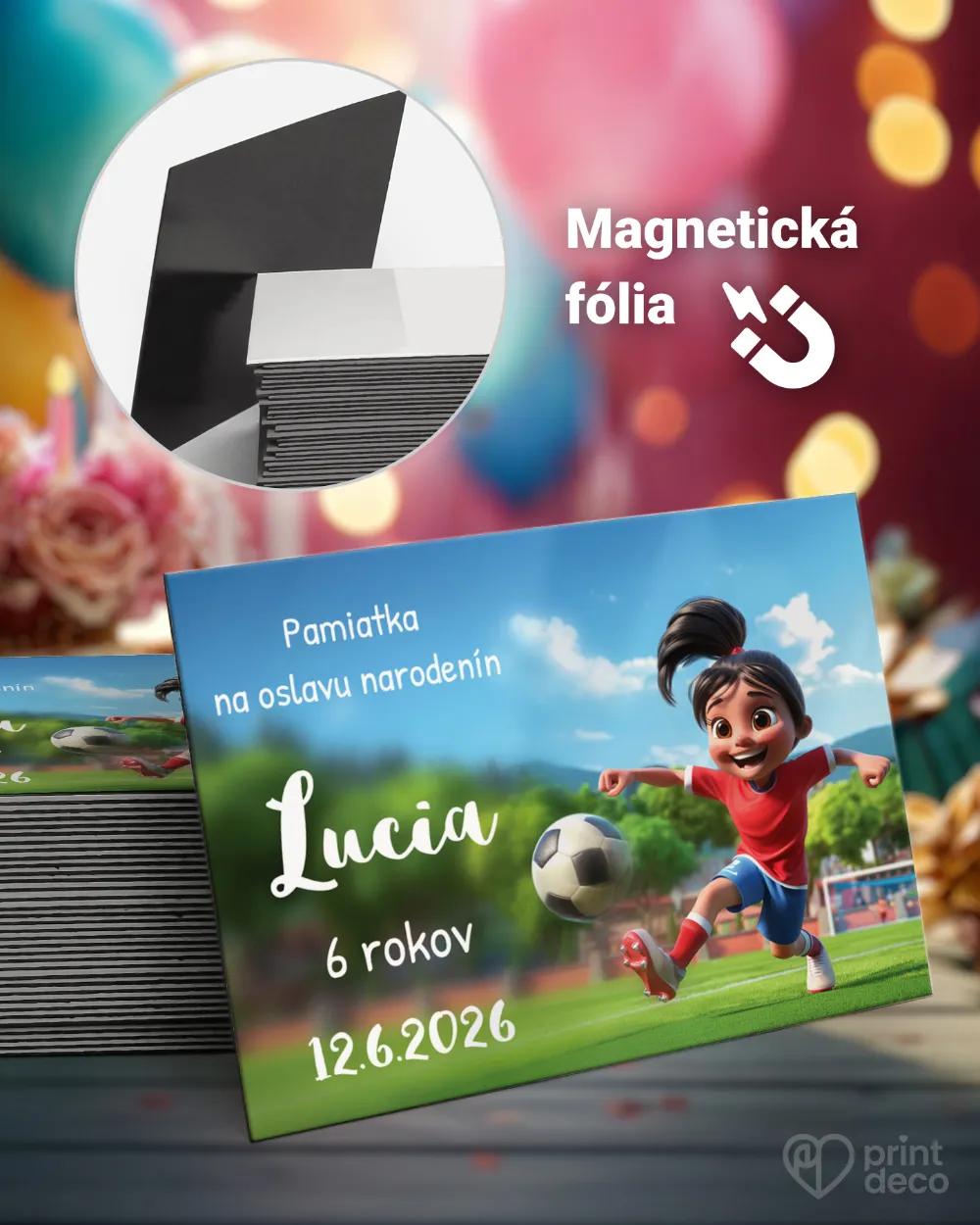 Pamätné magnetky z oslavy obdĺžnik - Futbalistka