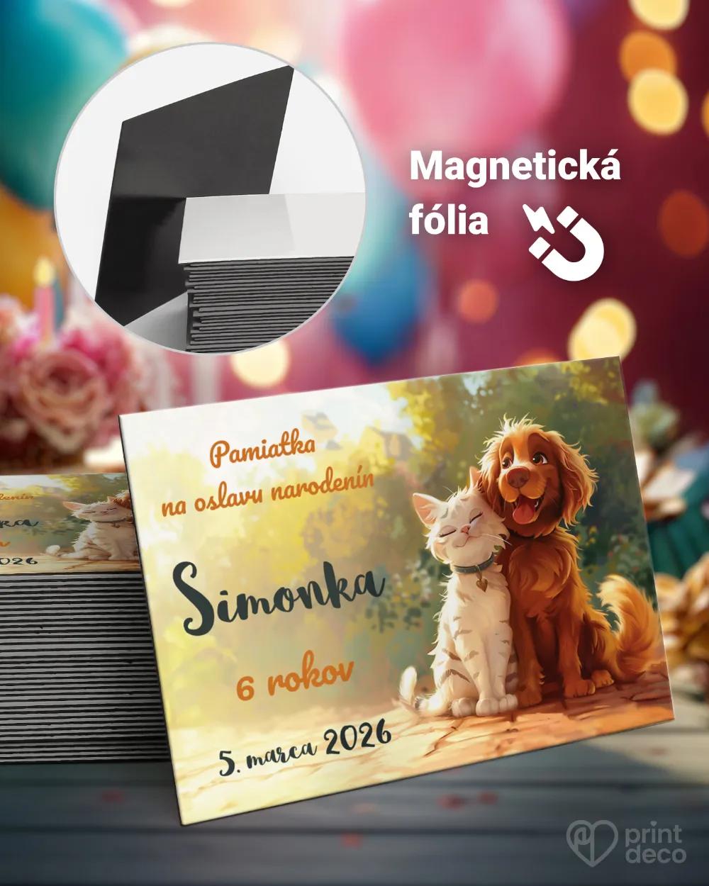 Pamätné magnetky z oslavy obdĺžnik - Psík a mačička