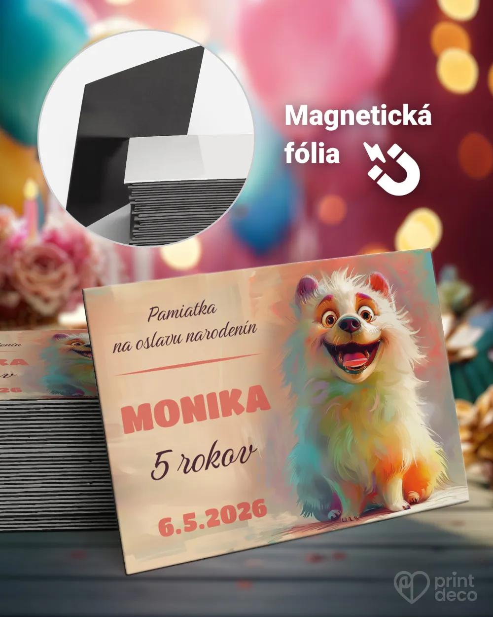 Pamätné magnetky z oslavy obdĺžnik - Pestrý psík