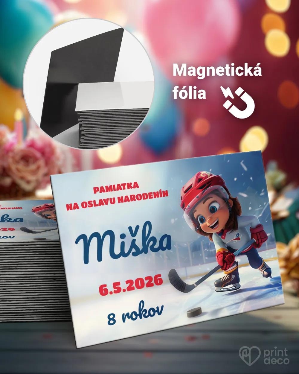 Pamätné magnetky z oslavy obdĺžnik - Malá hokejistka