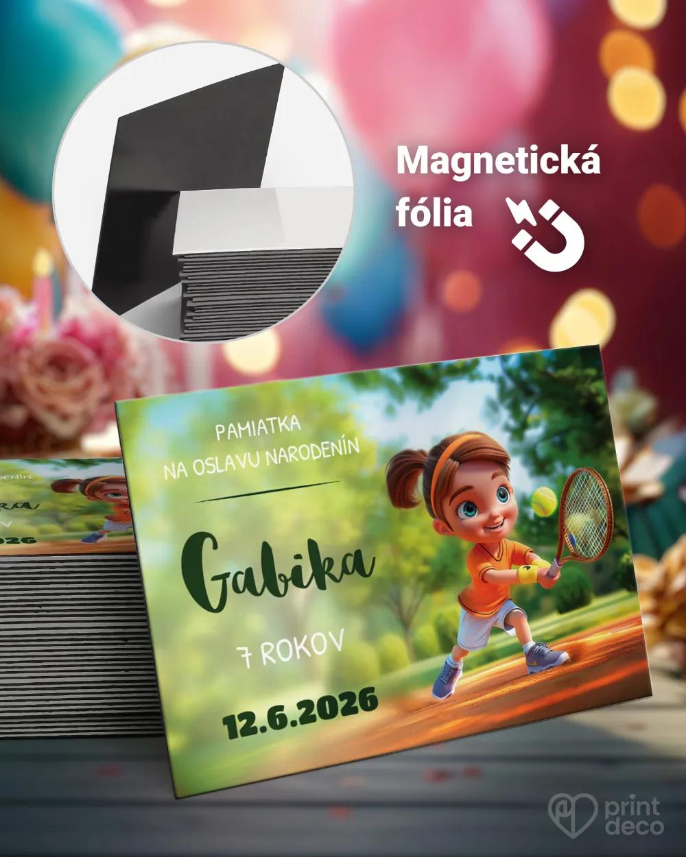 Pamätné magnetky z oslavy obdĺžnik - Malá tenistka