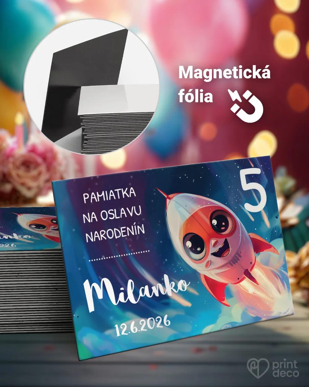 Pamätné magnetky z oslavy obdĺžnik - Šťastná raketa