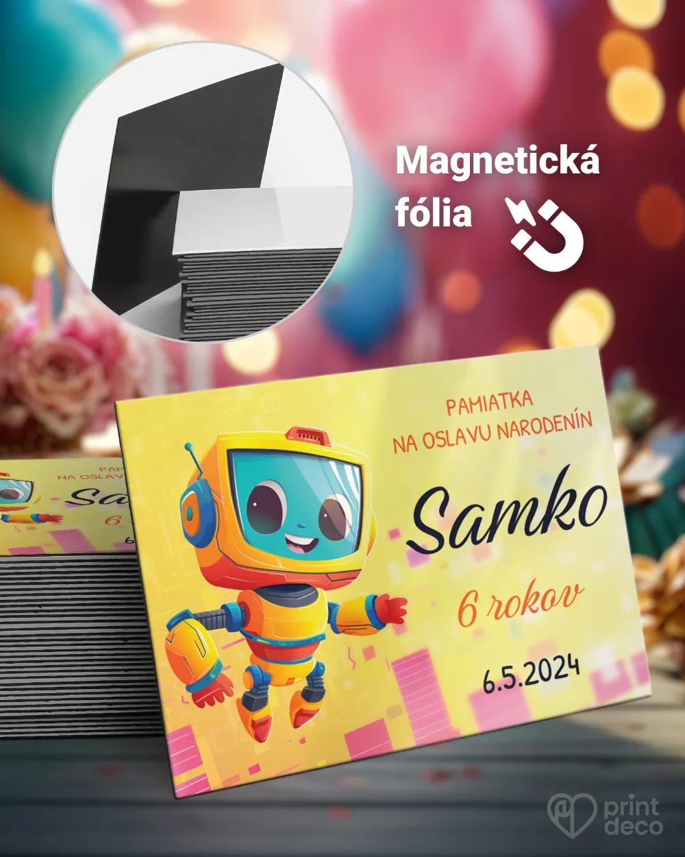 Pamätné magnetky z oslavy obdĺžnik - Robot 02