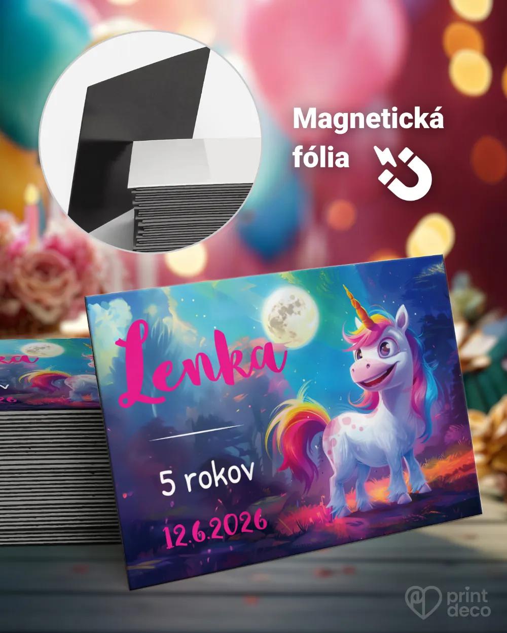 Pamätné magnetky z oslavy obdĺžnik - Dúhový jednorožec