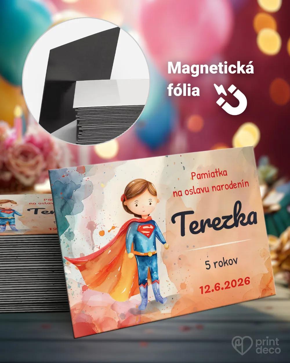 Pamätné magnetky z oslavy obdĺžnik - Superdeti dievča