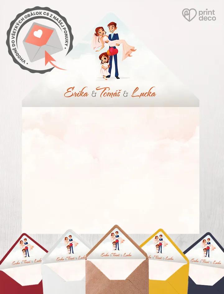 Vnútorná vložka do obálky s menami - Zaľúbený pár 01 1/2