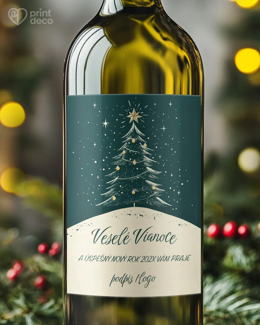 Vianočná etiketa na fľaše – motív 36