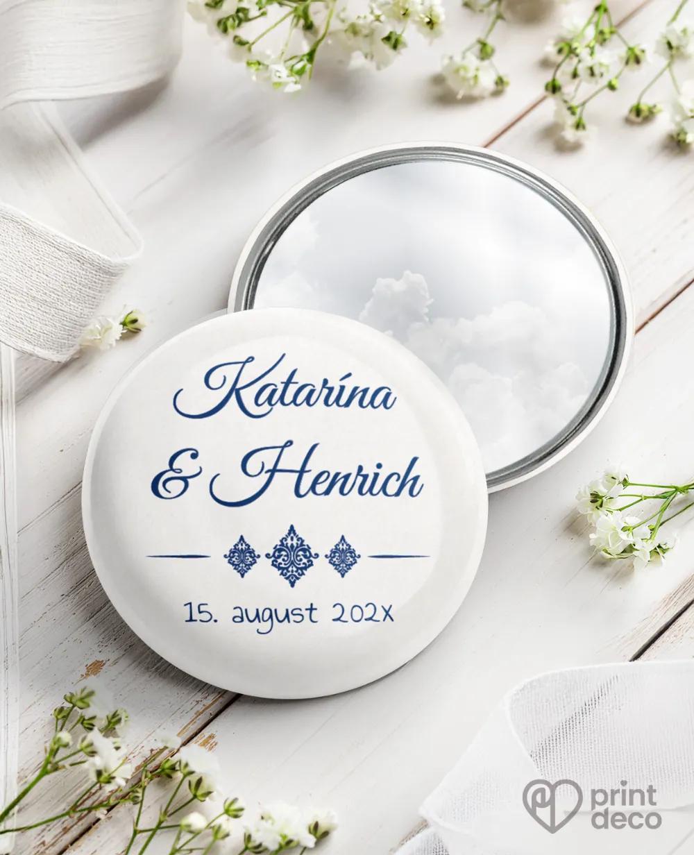 Kovové svadobné zrkadielka Luxusné Royal s kráľovským motívom