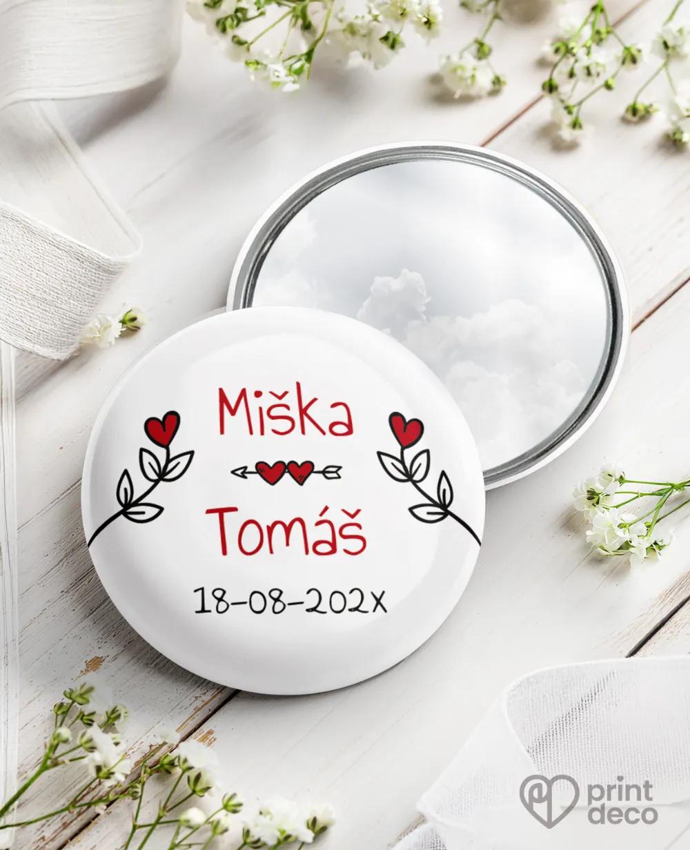 Kovové svadobné zrkadielka Jednoduchý kraft motív
