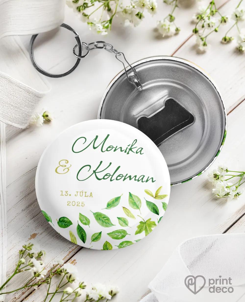 Svadobné kľúčenky s otváračom - Svieže listy I.