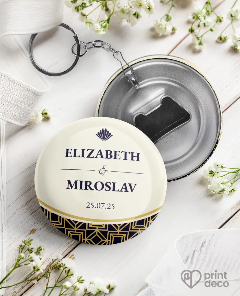 Svadobné kľúčenky s otváračom - Art Deco II.