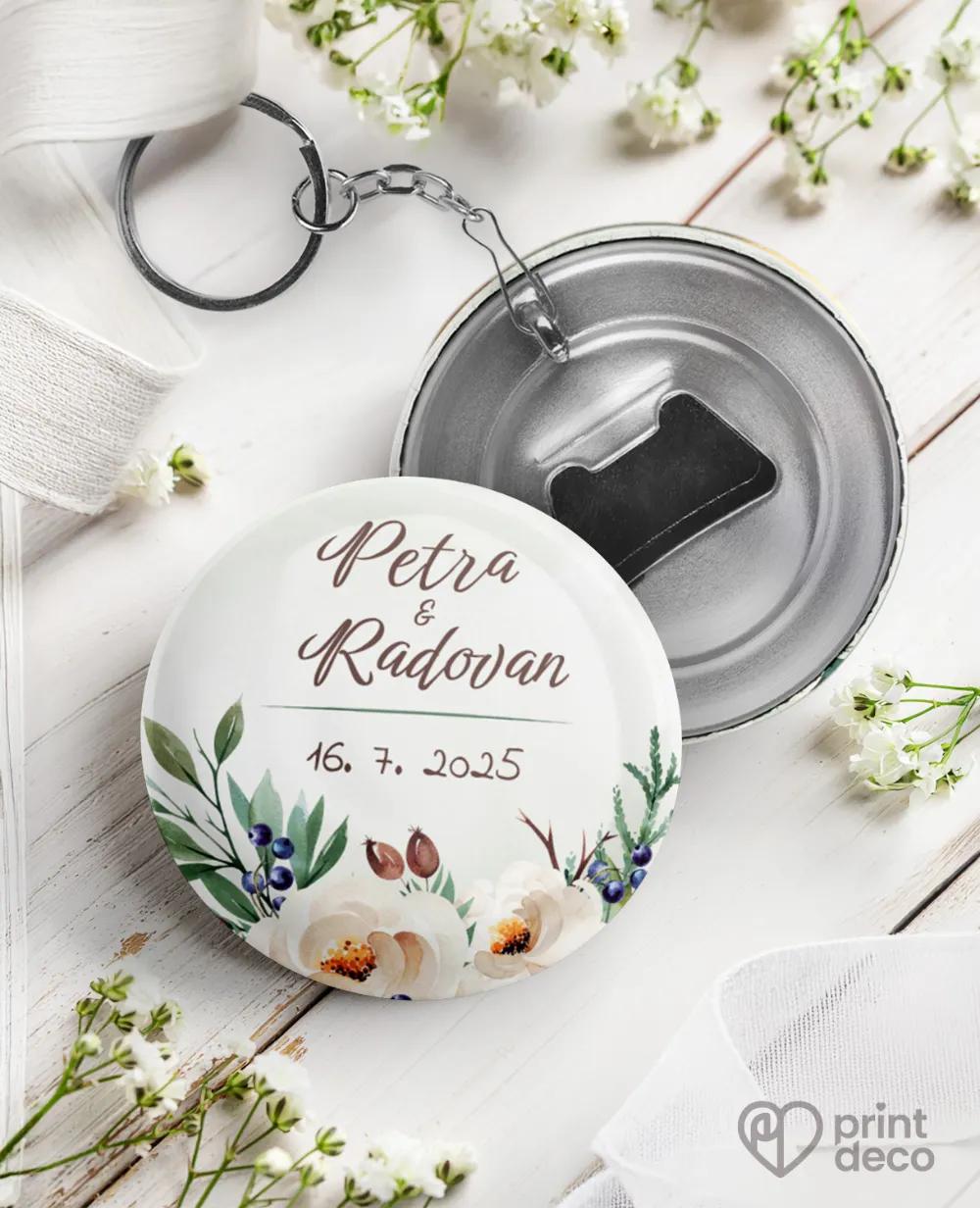 Svadobné kľúčenky s otváračom - Lesné plody I.