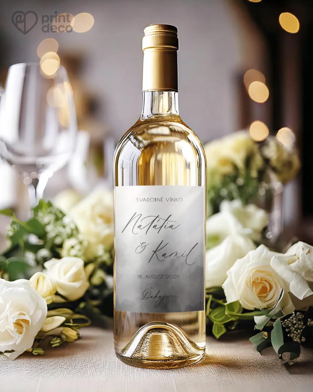 Svadobné etikety - Akvarelová láska (sivá) 1/2