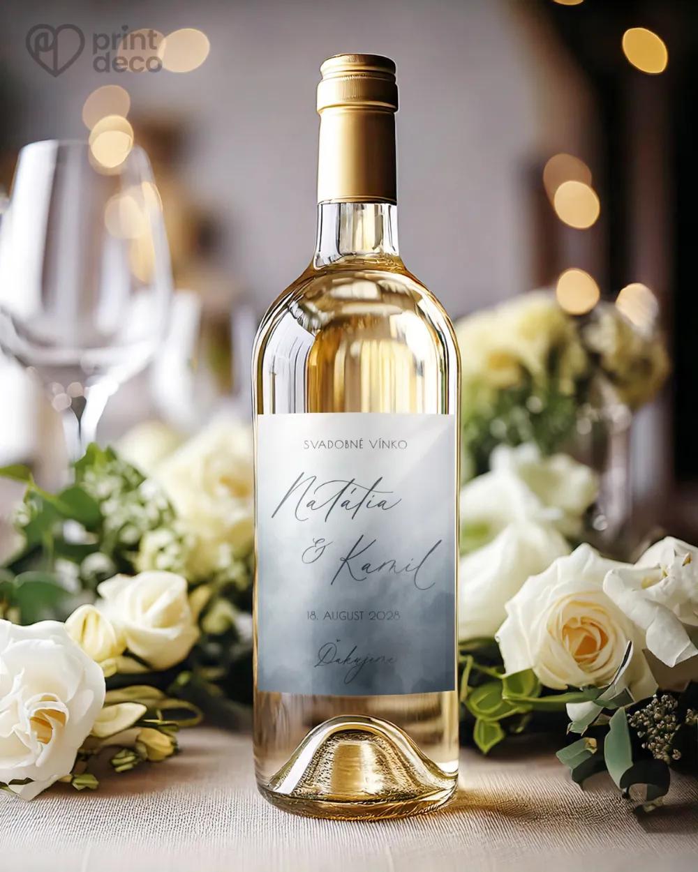 Svadobné etikety - Akvarelová láska (sivo-modrá) 1/2