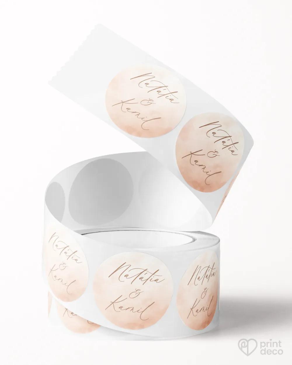 Mini nálepky na obálky / darčeky Akvarelová láska (lososová) 1/3