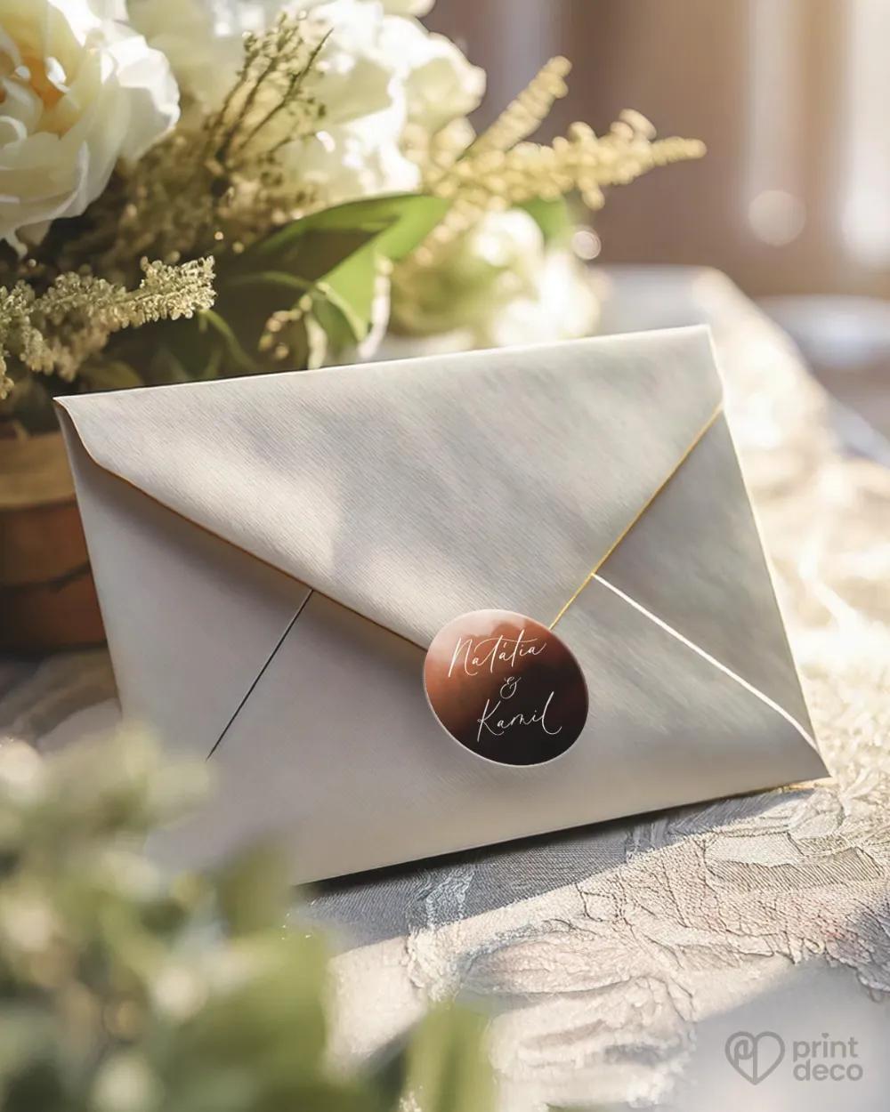 Mini nálepky na obálky / darčeky Akvarelová láska (medená) 1/3