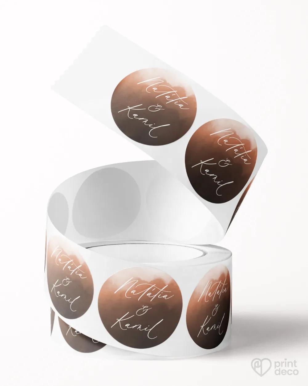 Mini nálepky na obálky / darčeky Akvarelová láska (medená) 2/3