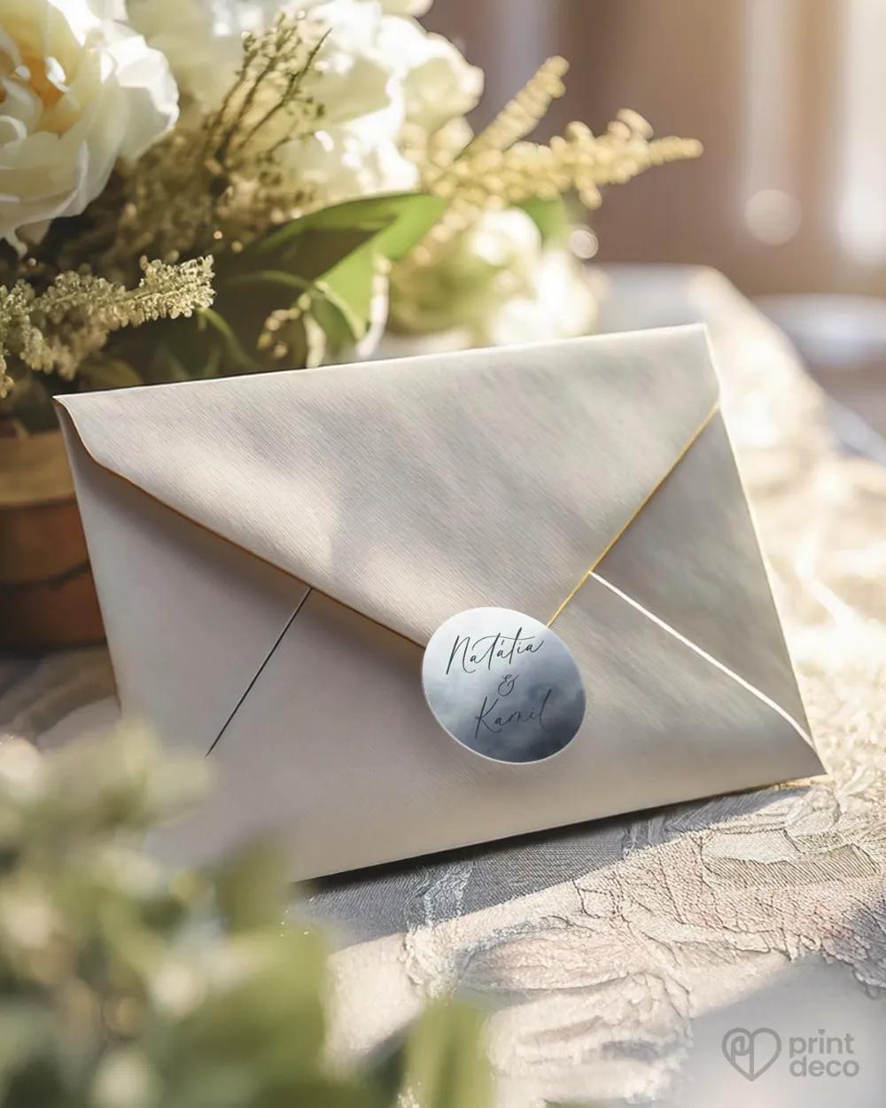 Mini nálepky na obálky / darčeky Akvarelová láska (sivo-modrá) 1/3