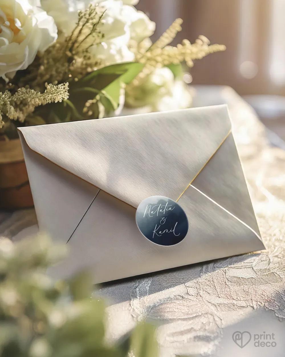 Mini nálepky na obálky / darčeky Akvarelová láska (modrá) 2/3