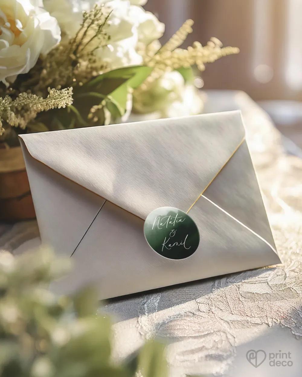 Mini nálepky na obálky / darčeky Akvarelová láska (tmavo zelená) 1/3