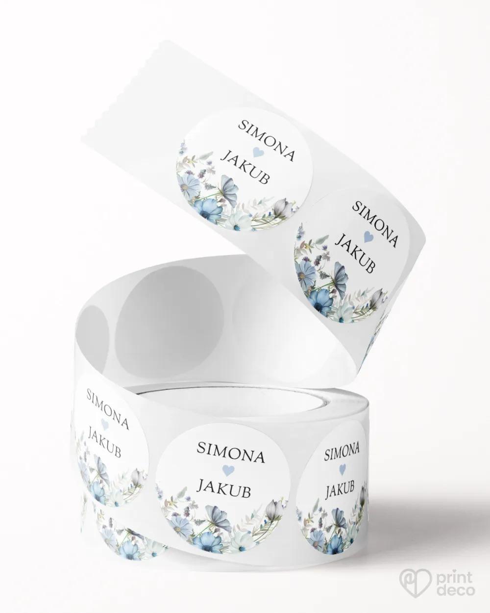 Mini nálepky na obálky / darčeky Modrý venček 1/3