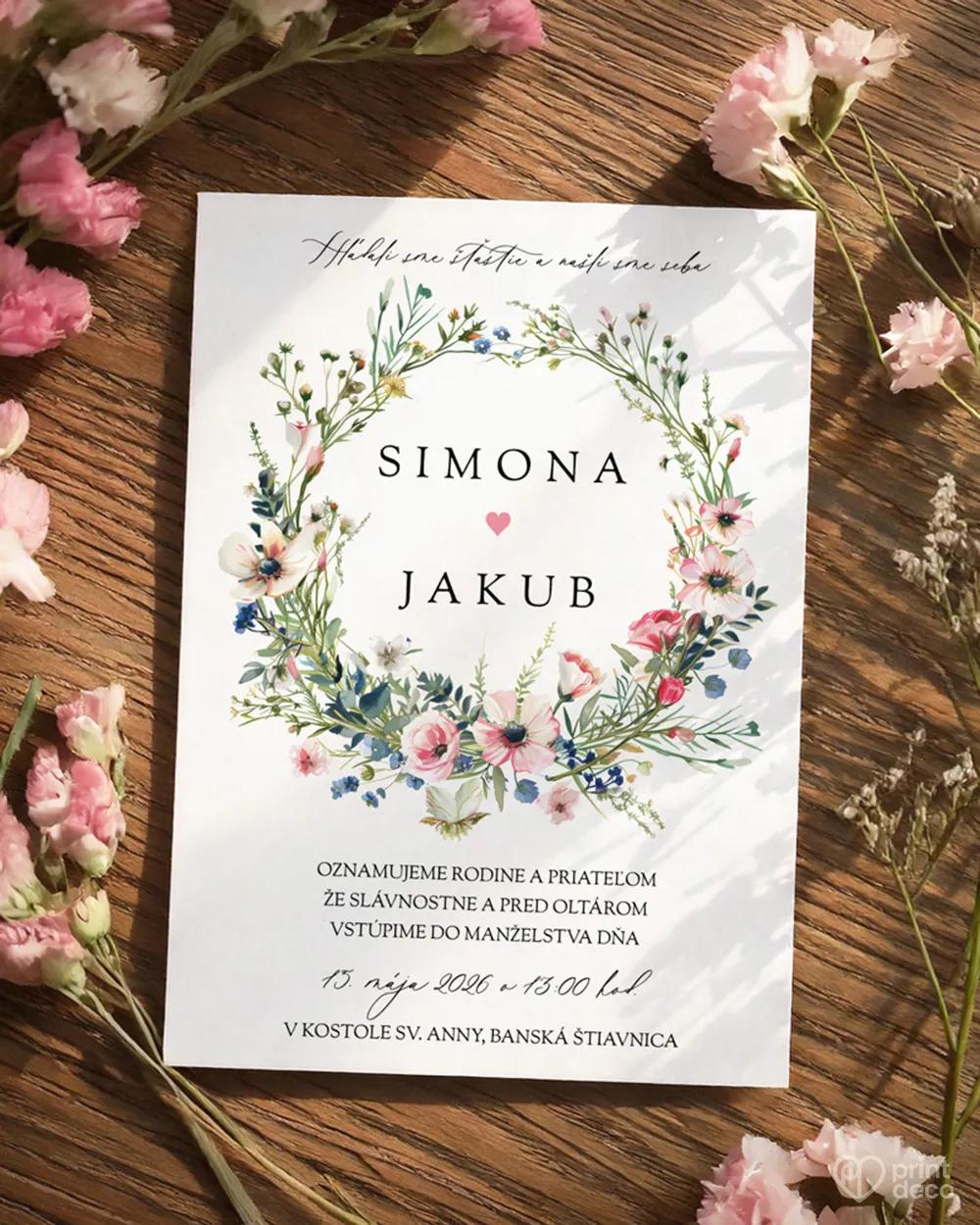 Svadobné oznámenia - Ružový venček II.