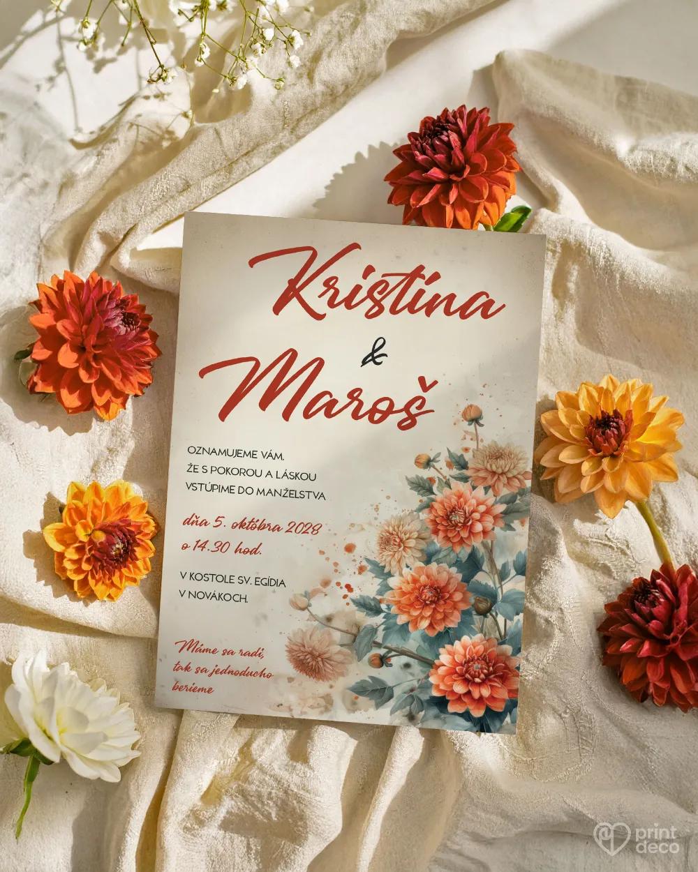 Svadobné oznámenia - Rozkvitnutá láska 1/2