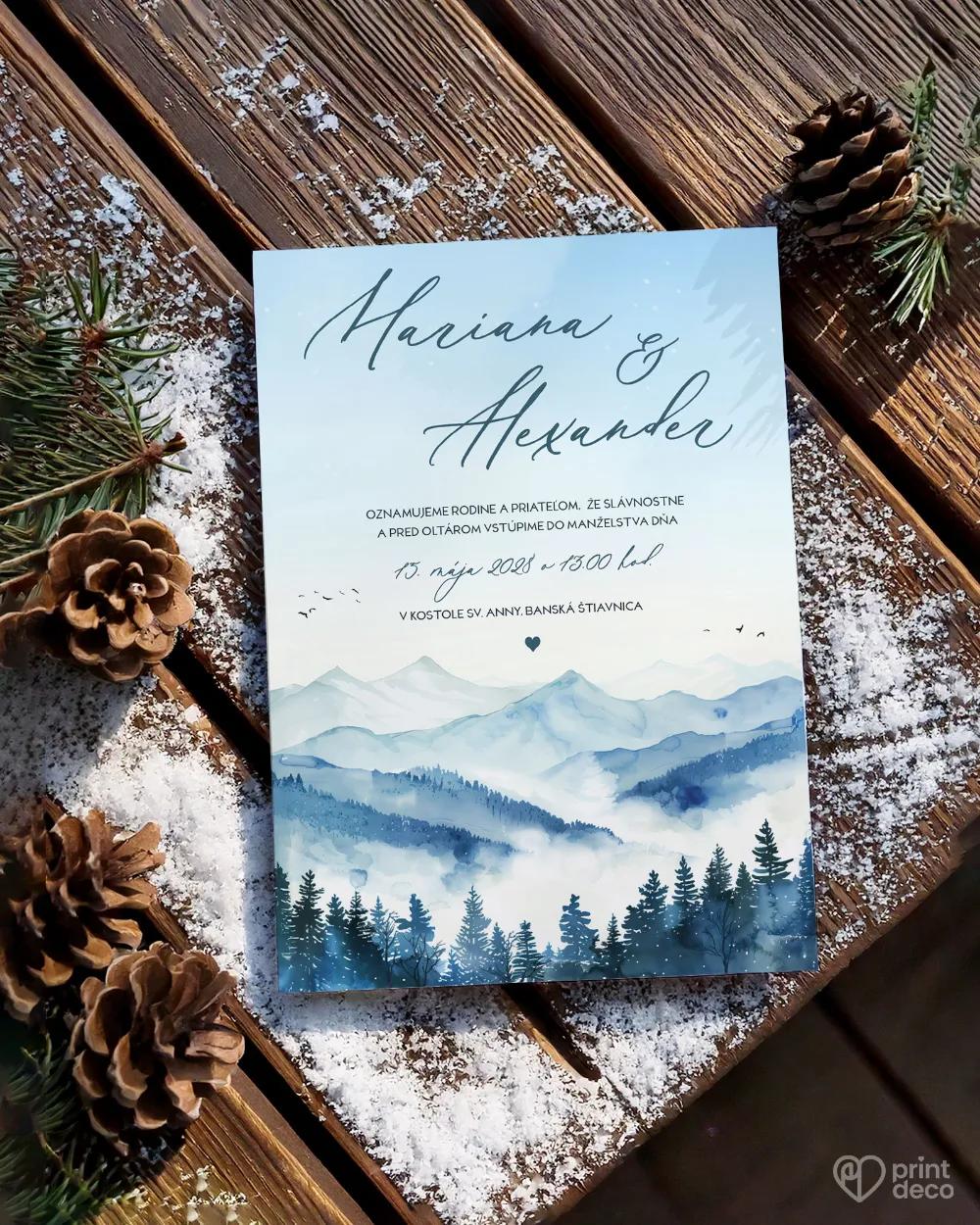 Svadobné oznámenia - Zimné objatie 1/2