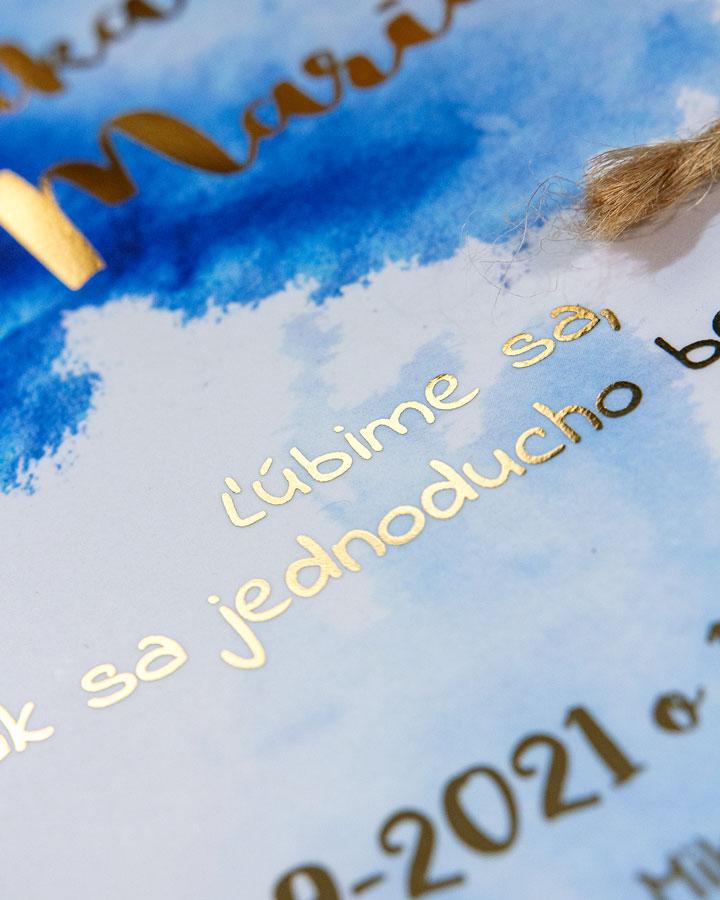 Metalické svadobné oznámenia - Vodové farby 2/4