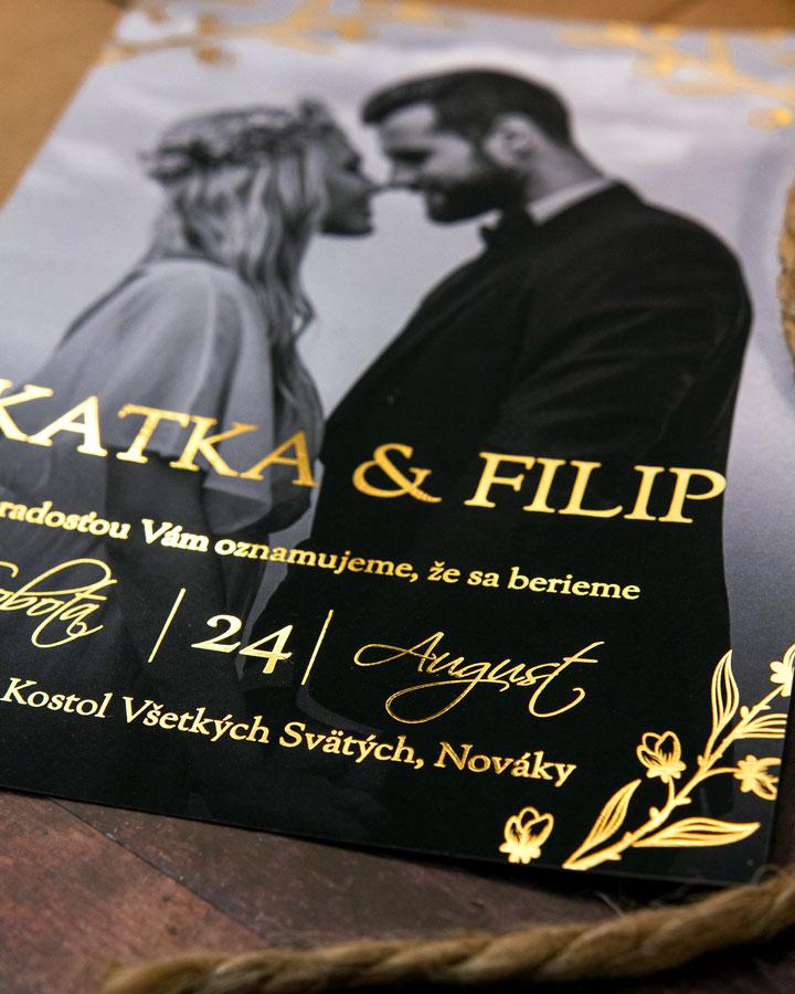 Metalické svadobné oznámenia s vlastnou fotkou 02 4/5