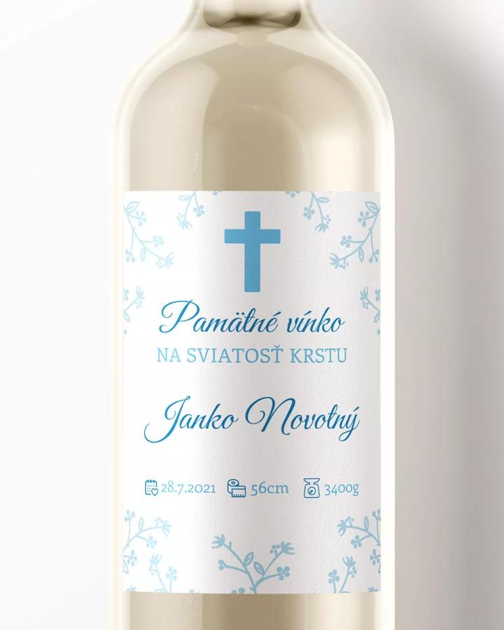 Etikety na víno a pálenku zo sviatosti krstu, prijímania, konfirmácie - motív 05 modrá