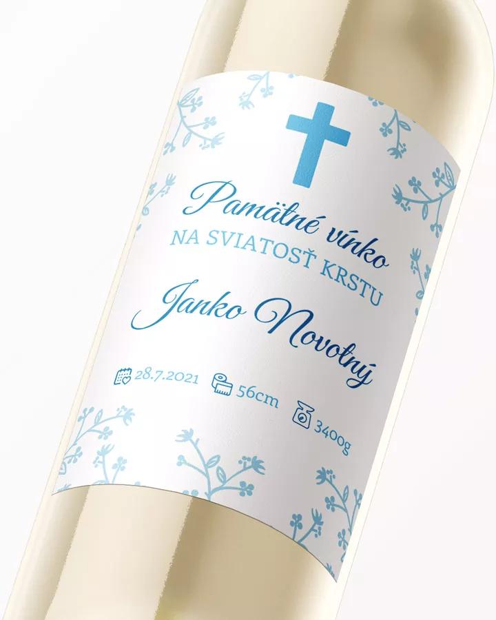 Etikety na víno a pálenku zo sviatosti krstu, prijímania, konfirmácie - motív 05 modrá 2/3
