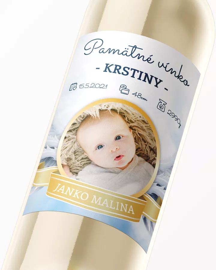 Etikety na víno a pálenku zo sviatosti krstu, prijímania, konfirmácie - motív 07 modrá 2/3