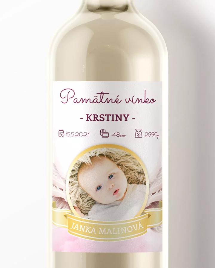 Etikety na víno a pálenku zo sviatosti krstu, prijímania, konfirmácie - motív 07 ružová