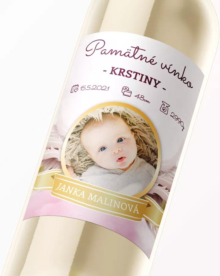 Etikety na víno a pálenku zo sviatosti krstu, prijímania, konfirmácie - motív 07 ružová 2/3