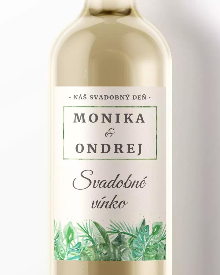 Svadobné etikety na víno / pálenku v Greenery motíve
