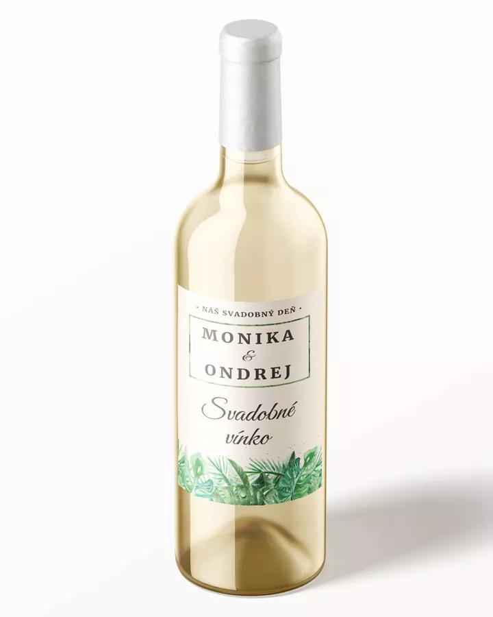 Svadobné etikety na víno / pálenku v Greenery motíve 1/3