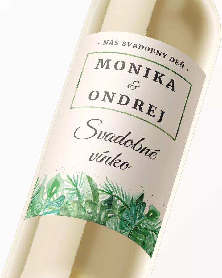 Svadobné etikety na víno / pálenku v Greenery motíve 2/3