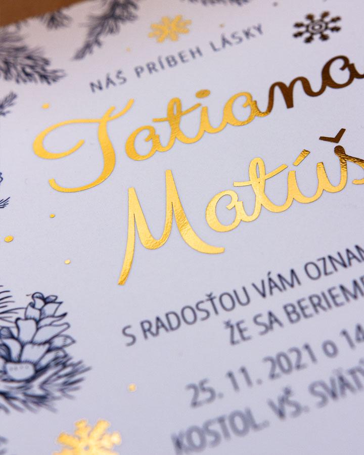 Metalické svadobné oznámenia - Zima 02 1/5