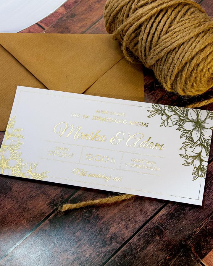 Metalické svadobné oznámenia - Elegantný motív 01 1/6