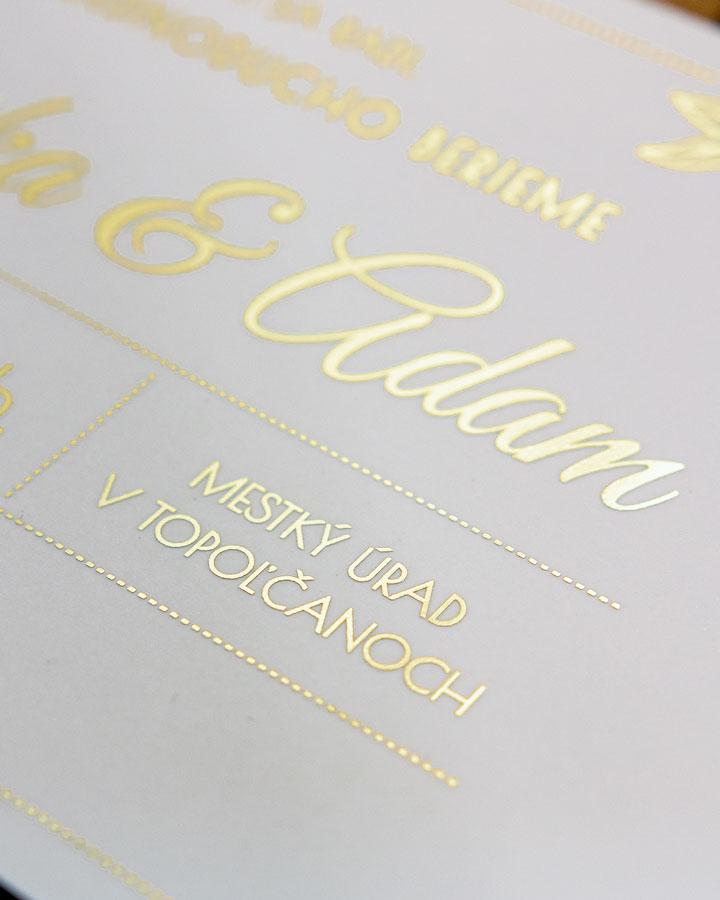 Metalické svadobné oznámenia - Elegantný motív 01 3/6