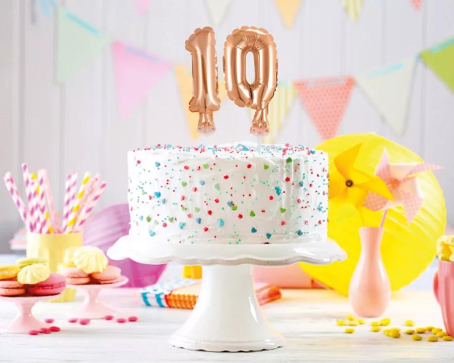 Zápich do torty balón číslo 0 ružovo zlatý 13 cm 1/2