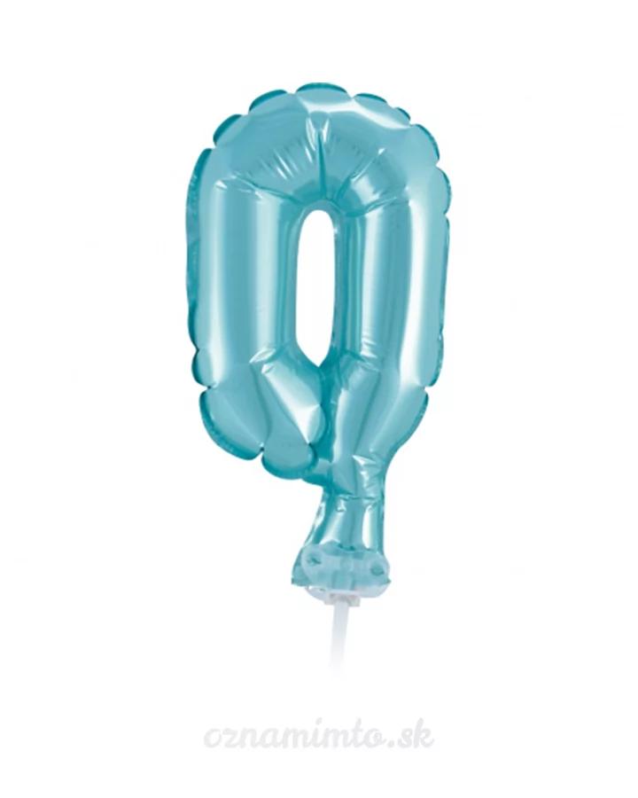 Zápich do torty balón číslo 0 svetlo modrý 13 cm